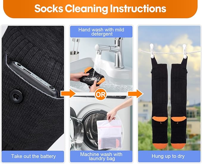 Heated Socks, Heated Socks for Women Men, 5000mAh Rechargeable Electric Heated Socks Up to 8 Hours, Washable Winter Warm Socks for Outdoors Work Fishing Hunting Skiing Cycling Hiking Camping