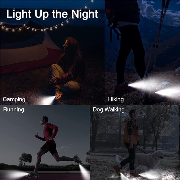 Rechargeable Headlights for Croc Shoes 3 Mode Flashlights Shoe Decoration Charms for Nighttime Activities Camping,Dog Walking,Handy Camping 2 Pcs