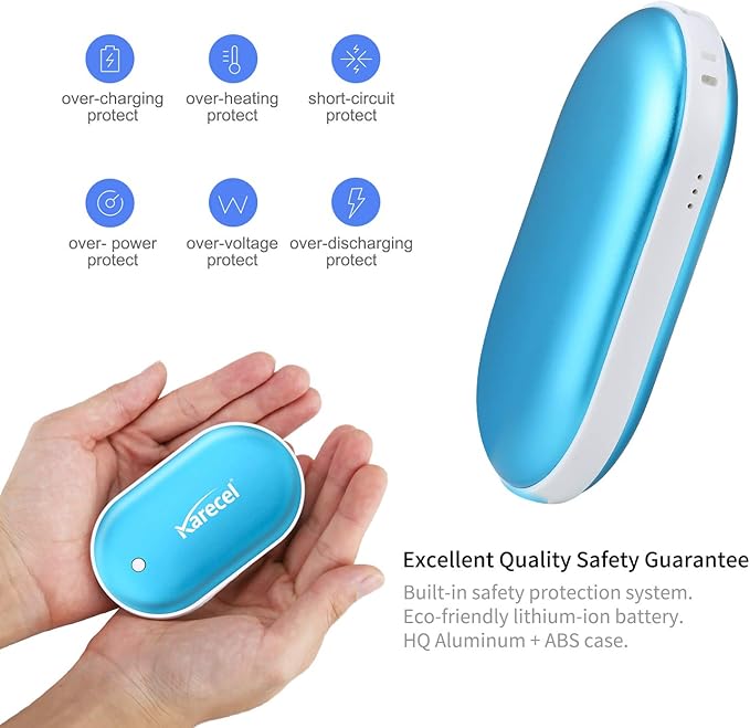 Karecel Hand Warmers Rechargeable, Electric Hand Warmer Reusable 5200mAh Portable USB Heater Battery Hot Pocket Warmer Heat Handwarmers, Cool Winter Gift for Men and Women Outdoor Camping Skiing