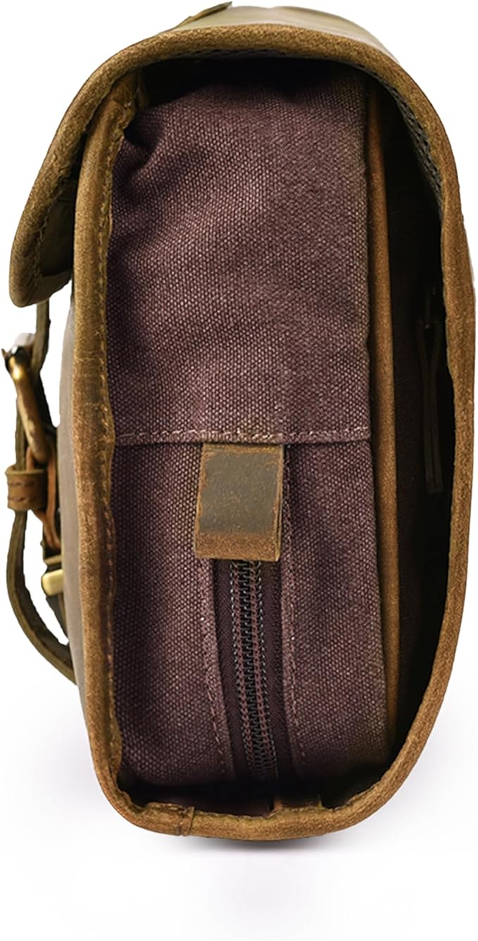 LEATHER VILLAGE Hanging Toiletry Bag for Men & Women, Handcrafted Vintage Cosmetic & Shaving Organizer Travel Dopp Kit- Mud