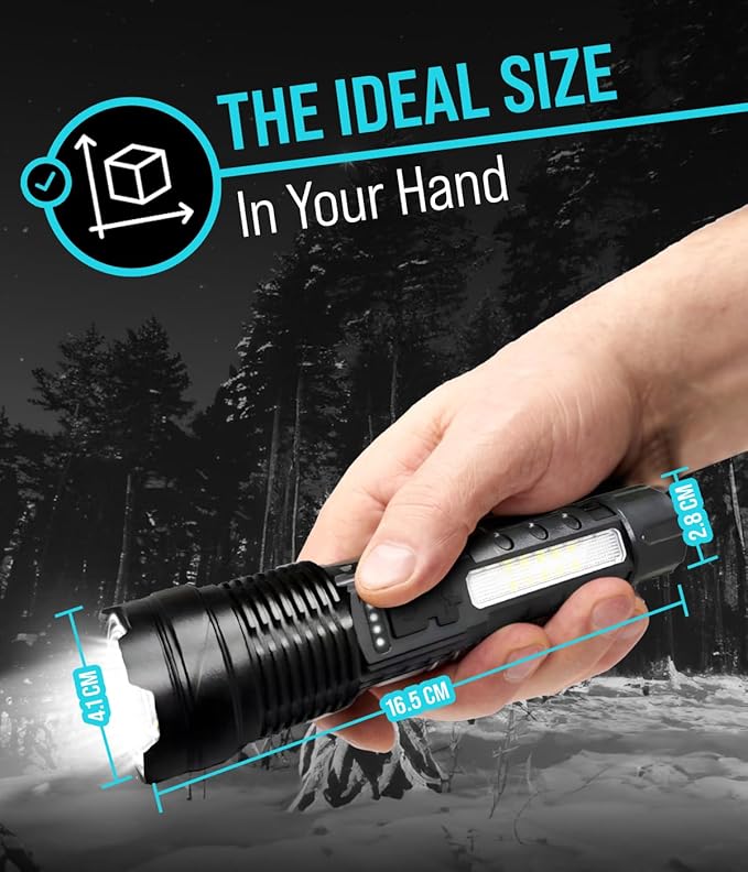 LED Flashlight High Lumens, Zoomable & Waterproof, 5 Modes, High-Powered Tactical Flashlight for Camping Gear, Hiking, Emergency, Rechargeable Flashlights, LED Outdoor Lights