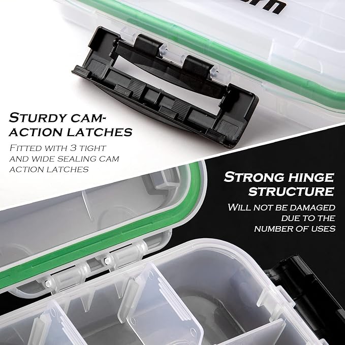 Ghosthorn Fishing Tackle Box, Waterproof 3600 and 3700 Tackle Trays, Plastic Tackle Box Organizer with Removable Dividers Storage Lure Box for Lures 1 and 4 Pack