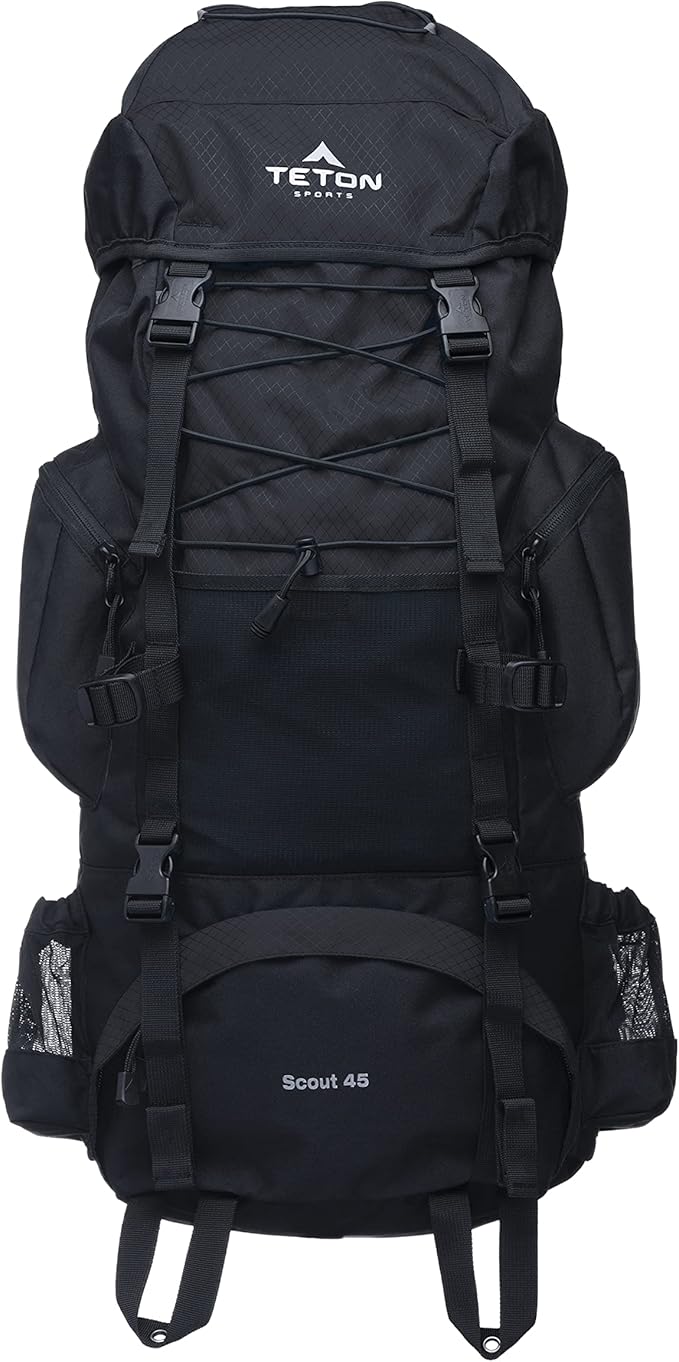 TETON 45L Scout Internal Frame Backpack for Hiking, Camping, Backpacking, Rain Cover Included