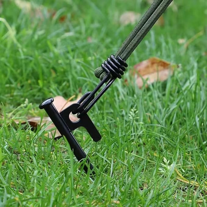 4 Pack 8 Inch Tent Stakes Heavy Duty Camping Stake Forged Steel Tent Pegs Steel Tent Spikes for Camping, Yard Decoration, Snowfield, Picnic Unbreakable and Inflexible (4 PCS 8 Inches Black)