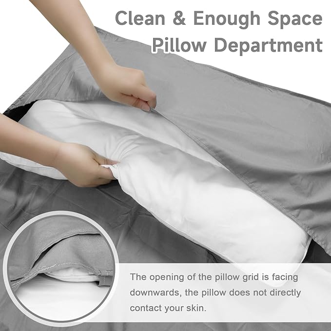 Sleeping Bag Liner, Sleep Sack Travel Sheets, Two-Way-Zipper Expose Feet Separately, Portable Single Camping Sheet for Hotel,Hostels,Business Trips