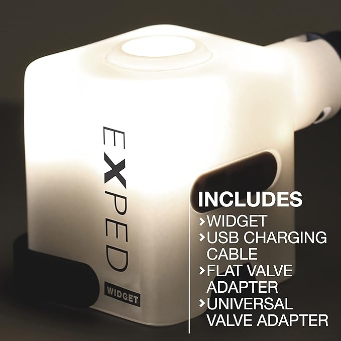 Exped Widget | High-Power Sleeping Mat Pump | Rechargeable Battery Bank | Lumen Lantern, White/Navy