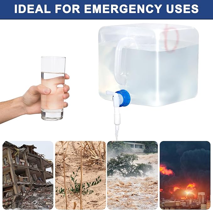 4 Pack Collapsible Water Jug for Camping, Foldable Water Storage Containers with Spigot, BPA Free Water Tank, Large Camping Water Dispenser for Emergency,Survival Kit (2.6 Gallon)
