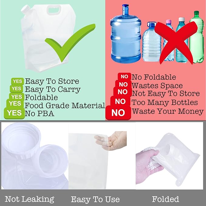 20.8Gallon(80Litres) Water Storage Containers, Foldable Water Bag, BPA-Free, 8PCS-2.6Gallon/10L,Premium Collapsible Water Jug, and Water Containers, for Camping, Hiking, Emergency Water Storage