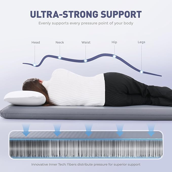 Elegear FiberAir Camping Sleeping Pad, 1100lb Ultra-Support Inflatable Sleeping Pad with Multi-Function Electric Pump, 4’’ Ultra-Thick Camping Air Mattress Pad for Camp/Backpacking/Hiking/Tent/Home
