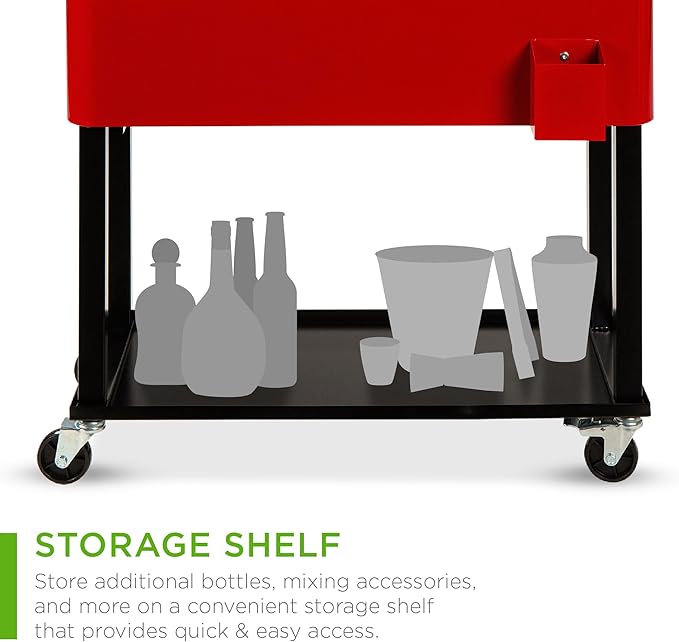 Best Choice Products 80-Quart Outdoor Steel Rolling Cooler Cart w/Ice Chest, Bottle Opener, Catch Tray, Drain Plug, Locking Wheels