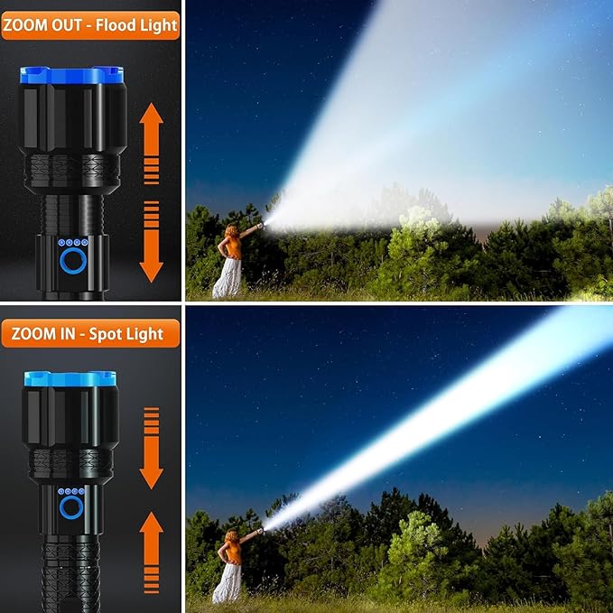 Rechargeable LED Flashlights High Lumens, 220000 Lumens Super Bright Flashlight with 5 Modes,IPX7 Watarproof, Powerful Handheld Flash Light for Home Camping Emergency(2 Pack)