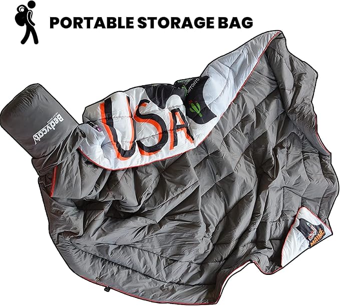 Camping Blanket, Puffy Waterproof Travel Blanket, Warm Cozy Picnic Blanket, for Outdoors, Travel, and Mountain.(Map, 78" x 56")