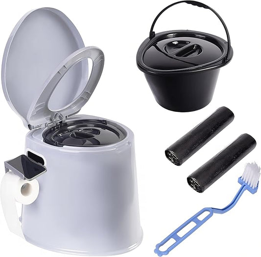 Portable Toilet, Adult and Child Toilet, 5.3 Gallon Mobile Toilet Bucket, Camping and Rv Toilet, Suitable for Camping, Hiking, Rv, Boat, Bedroom