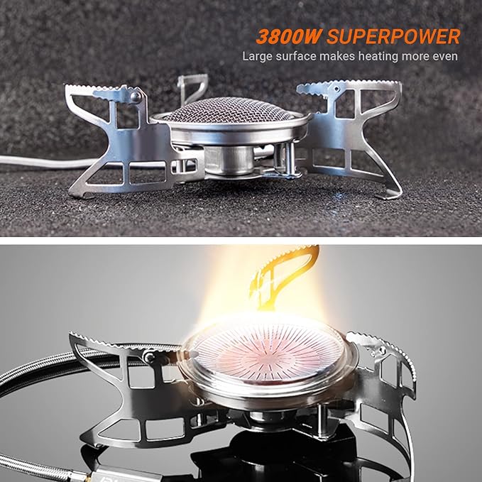 Bulin Camping Gas Stove Burner 3500W/3800W/5800W/6800W/18000W Adjustable Ultralight Backpacking Stove Windproof Camp Portable Propane Stove for Camping Hiking Backpack Outdoor