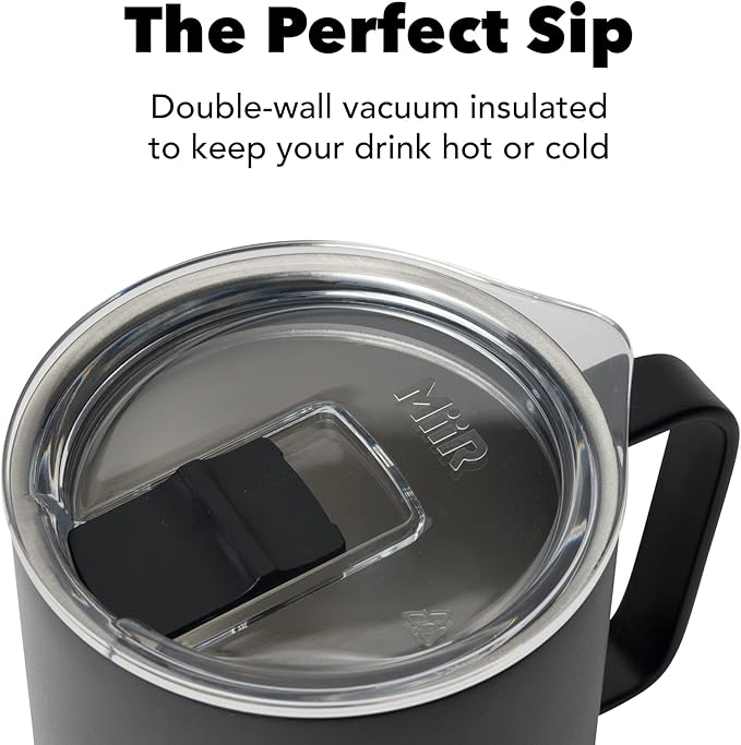 MiiR, Camp Cup, Vacuum Insulated, Stainless Steel with Slide Lid, BPA Free, Black, 20 Fluid Ounces