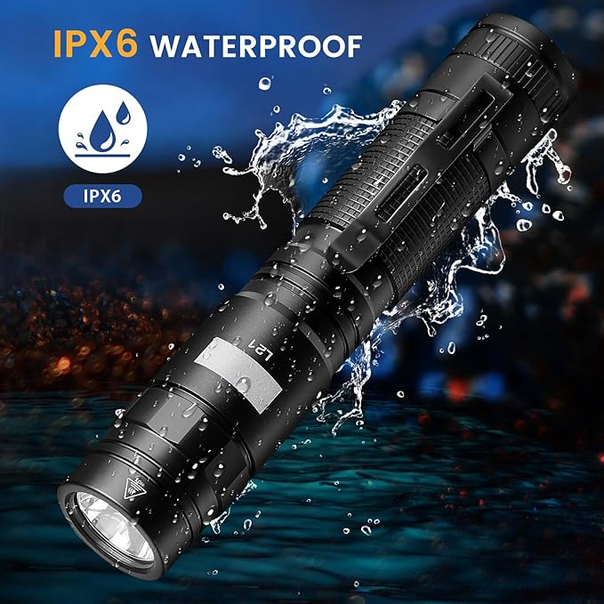 Flashlight Rechargeable High Lumens, Flashlight Rechargeable USB-C, Powerful Handheld Flash Light 5 Modes, Super Bright Pocket LED Flashlight for Camping, Emergency, Rescue(2 Pack)