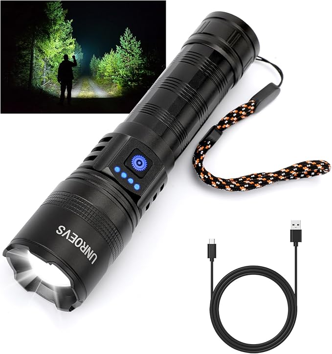 Rechargeable Flashlights High Lumens, High Power LED Flashlights with 5 Modes &Zoomable,3000lm Super Bright Multifunctional Flashlight, Handheld Flash Light for Emergencies, Camping