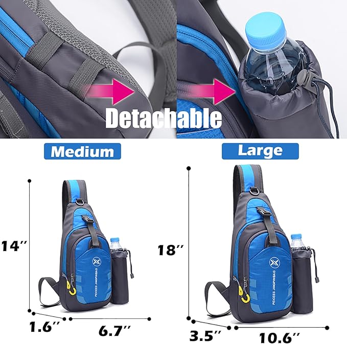 Peicees Chest Crossbody Sling Backpack Bag Travel Bike Gym Daypack for Women Men