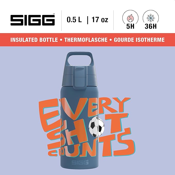 SIGG - Insulated Kids Bottle - Shield One Therm - For Carbonated Beverages - Dishwasher Safe - Stainless Steel - 17 Oz