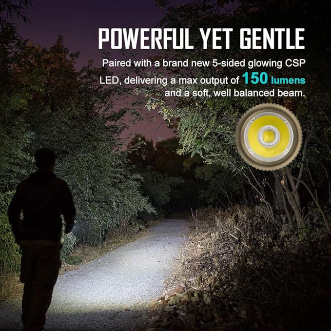 OLIGHT i1R 2 EOS 150 Lumens Tiny Rechargeable Keychain Flashlight EDC Mini LED Keyring Light with Built-in Battery for Camping Hiking Dog Walking etc (Desert Tan)