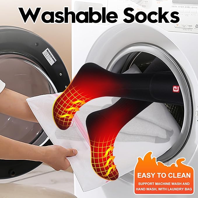 Autocastle Heated Socks, Electric Heated Socks for Men Women, Rechargeable Battery Heating Socks, Winter Warm Thermal Socks, Washable Unisex Foot Warmers for Hunting Camping Skiing Hiking Outdoors