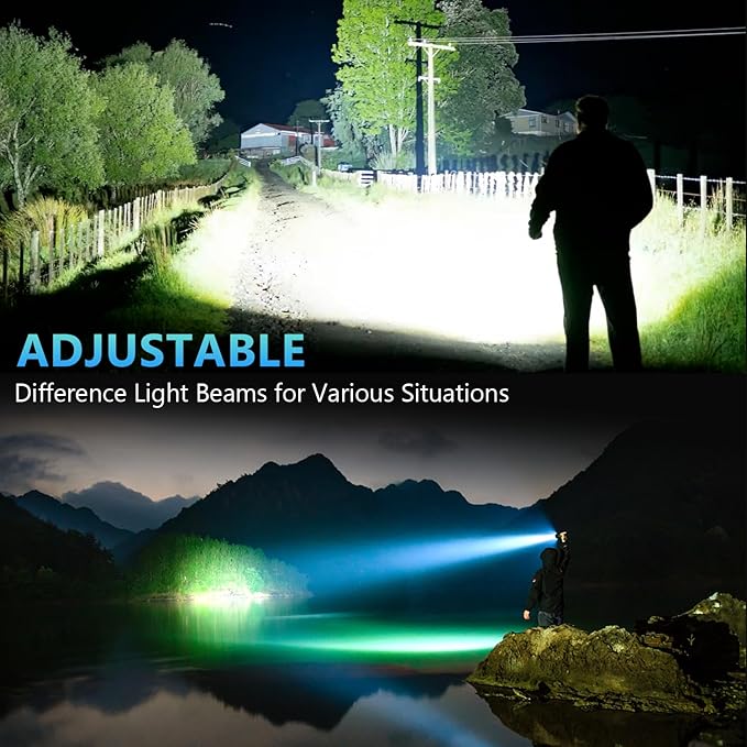 Rechargeable Led Flashlights High Lumens, 990000 Lumens Super Bright Powerful Flashlight, 5 Modes Flash Light, IPX6 Waterproof Tactical Flashlights for Home, Camping, Emergencies