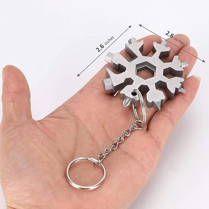 18-in-1 Snowflake Multi Tool, Gift for Boys Father/Dad Husband, Portable Stainless Multi-Tool Compact Snowflake Tool Multi Instrument Outdoor, DIY Handyman Hand Tools Christmas Gift (Sliver)