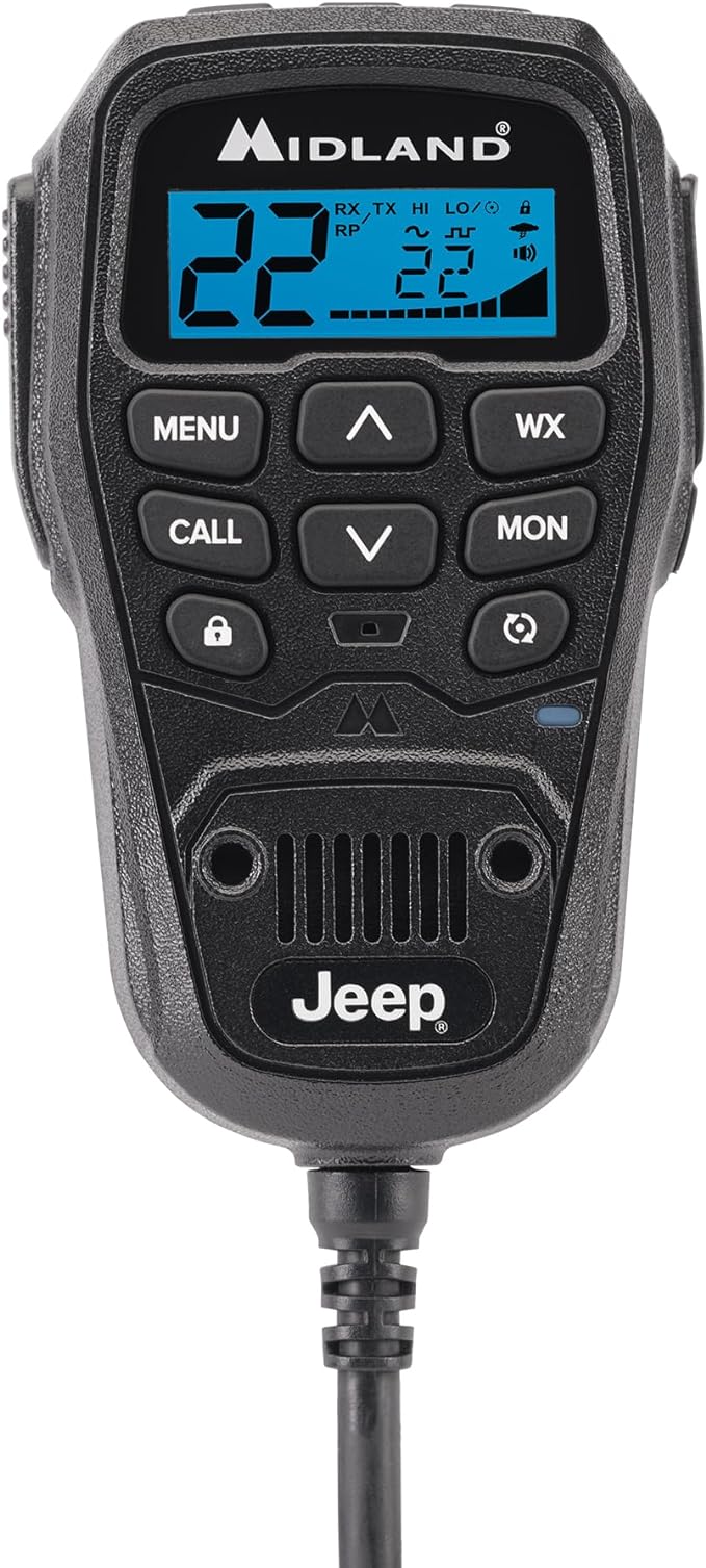 Midland – MXT575J - Jeep® 50 Watt GMRS MicroMobile® Two-Way Radio - Farms Ranches Overlanding Trails Off-Roaders - 8 Repeater Channels - Compact Design External Magnetic Mount 2.1dB Unity Gain Antenna