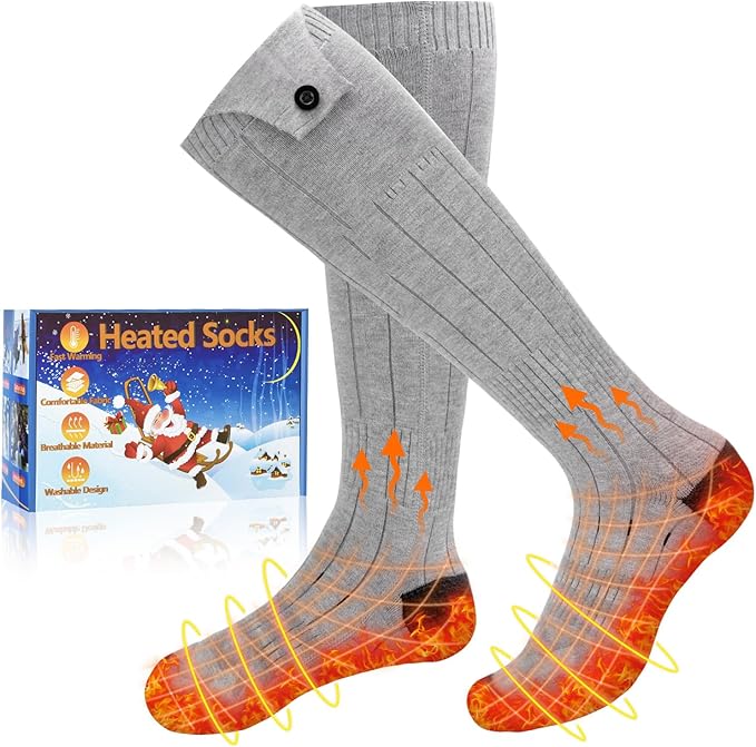 Heated Socks, Heated Socks for Women Men, 5000mAh Rechargeable Electric Heated Socks Up to 8 Hours, Washable Winter Warm Socks for Outdoors Work Fishing Hunting Skiing Cycling Hiking Camping
