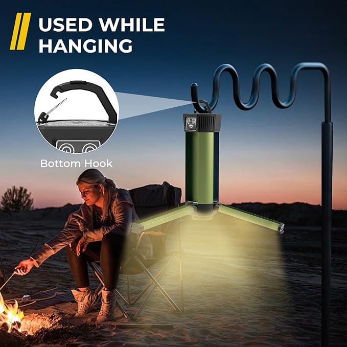 Rechargeable Camping Light with Stand, Outdoor LED Cordless Work Light, Portable Telescopic Bracket, 6AH Battery 500/1000/2000 Lumen, 3500K/4500K/6500K, Construction Lights (Large)