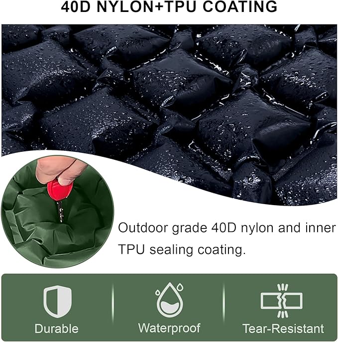 Sleeping Pad for Camping - Inflatable Camping Mat, Ultralight Air Mattress,Built-in Foot Pump Backpacking Sleeping Pad,Compact Sleeping Mats for Camping、Hiking、Traveling (Forest Green)