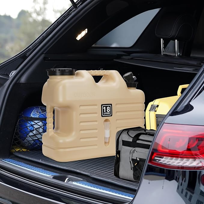 Camping Water Jug, Camping Water Container,4.76 Gallon BPA Free Water Storage with Spigot, Large Water Tank,Portable Emergency Water Storage for Camping,Car, Hiking, Hurricane Supplies.White