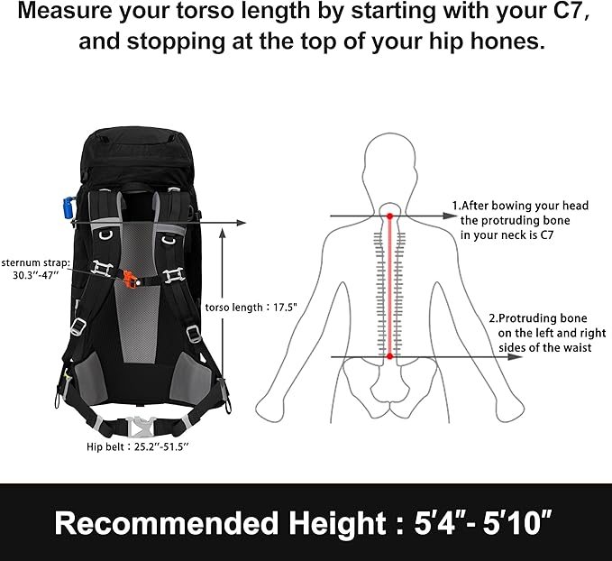 N NEVO RHINO Internal Frame Hiking Backpack 50/60/65/70/80L, Mountain Climbing Camping Backpack Daypack Waterproof Rain Cover