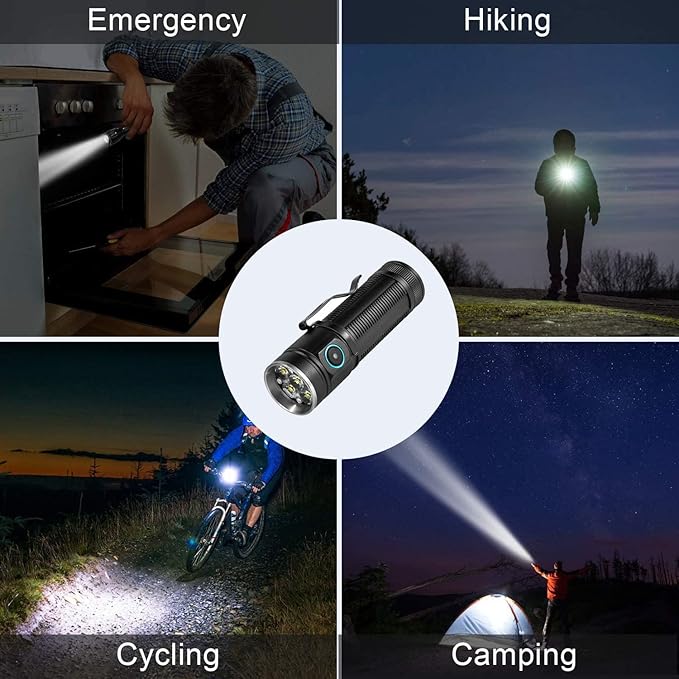 Rechargeable Flashlights High Lumens, Super Bright Flash Light, Led Flashlight with 5 Lighting Modes for Camping, Hiking, Dog Walking , Portable Tactical Flashlights for Camping Biking Hiking Outd