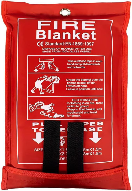 Emergency Fire Protection Blanket, 40" x 40"(Pack of 1), Fire Supression Blanket, Fire Blanket Fiberglass, Fire Blanket for Home, Kitchen, School, Grill, Camping