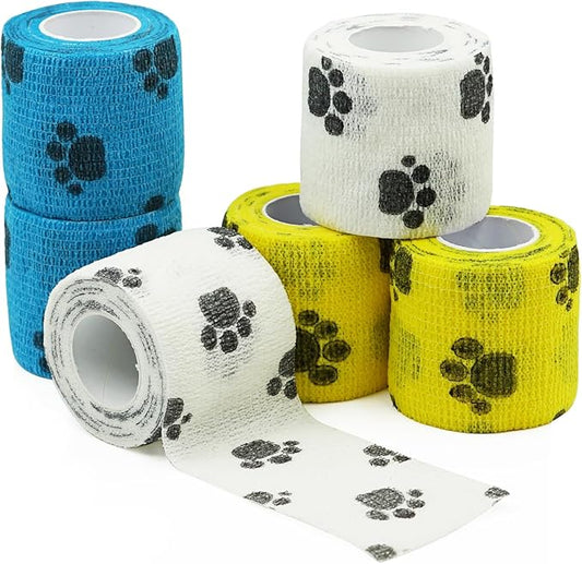 Bandages First Aid Tape Cohesive Bandage First Aid Bandages Cohesive Wrap Adhesive Bandage Self Adherent Cohesive Wrap Bandages Colorful Bandages (Mix Footprint, 2-Inch)