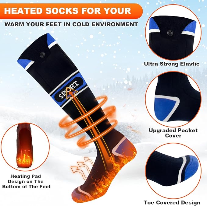 Heated Socks for Men Women,5000mAh Rechargeable Foot Warmer Electric Heating Socks with 3 Heating Settings & App Remote Control Thermal Electric Socks,Warm Socks for Hunting Skiing Camping Hiking