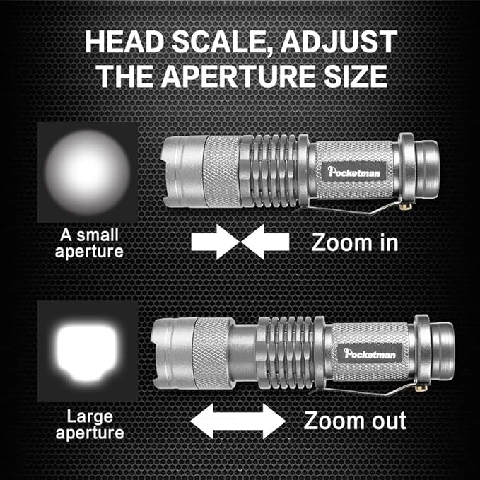 6 Pack LED Mini Flashlights 7W 300LM SK-68 3 Modes Adjustable Focus Zoomable Q5 LED Tactical Flashlight for Camping Hiking Emergency (Six Color Pack)