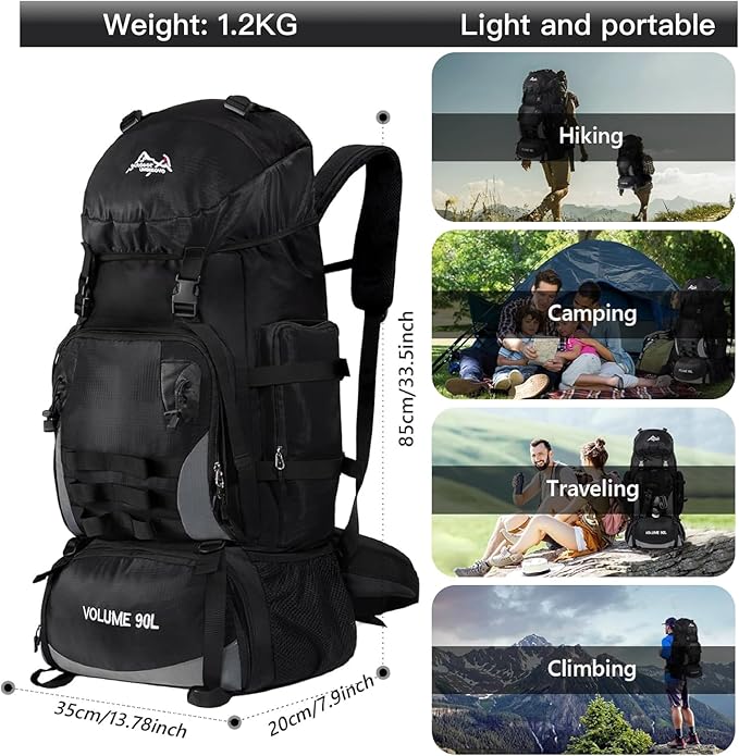 90L Large Camping Hiking Backpack,Trekking backpack,Waterproof Molle Rucksack Backpack,Sport Backpack