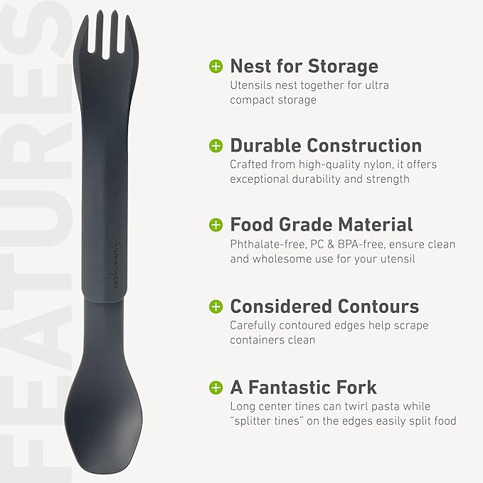 GoBites Duo and Bio Duo Travel Silverware, Full Size Portable Fork & Spoon, Reusable Utensil Set, PC and BPA-free, Food-Safe Nylon or Plant-Based Resin, Extended - 9.1” X 1.6”
