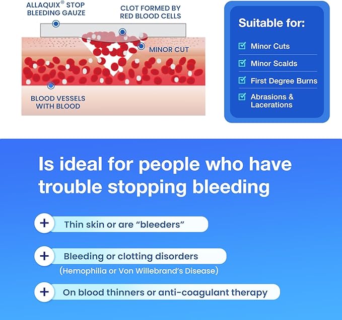 Stop Bleeding Quick Kit - First-aid with AllaQuix Stop Bleeding Gauze (Blood clotting Bandage) (Deluxe)…