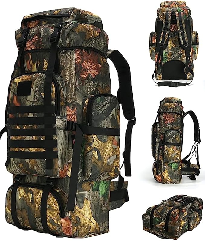 70L Camping Hiking Military Tactical Backpack Outdoor Water-Repellent Adjustable Sport Bags