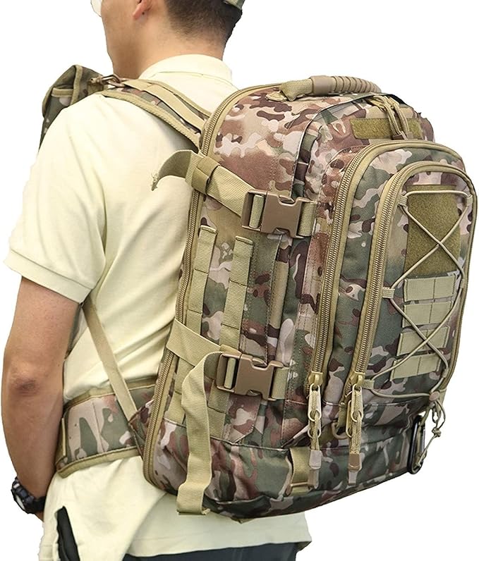Expandable 40-64L Military Tactical Backpack 3 Day Bag Hiking Gym Sport Camping
