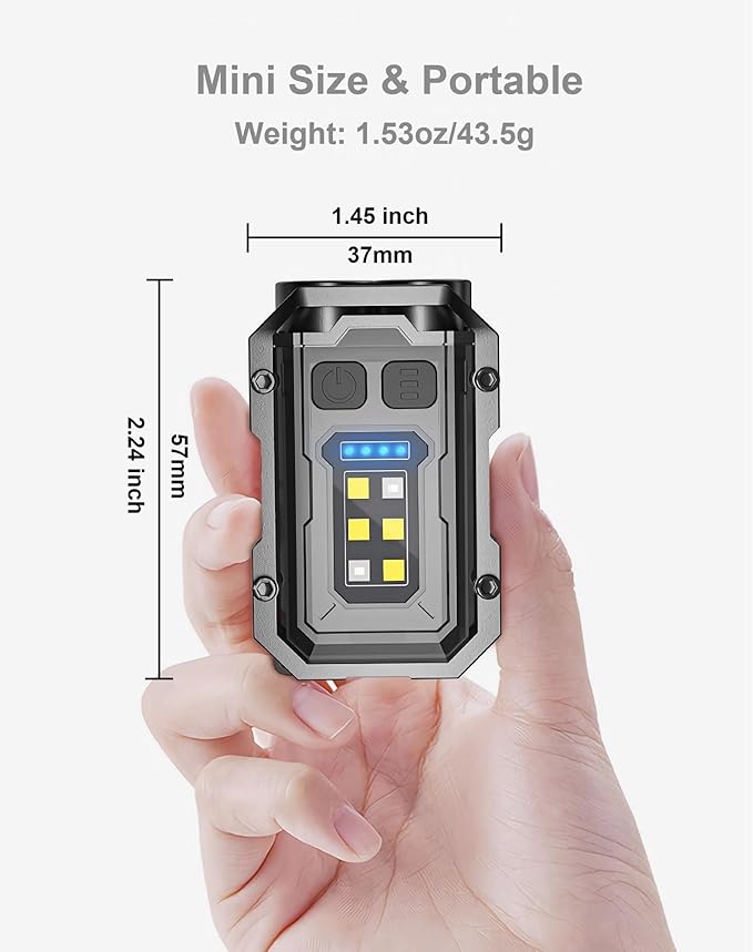 Clip on Flashlight Rechargeable Mini EDC Keychain Flashlight, Compact Pocket COB Light for Night Working, Running, Walking, Camping, Fishing, Hiking, Dog, USB C Charging Warning Flash Light