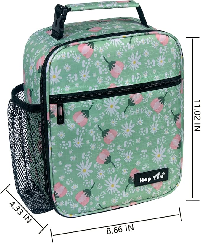 Hap Tim Insulated Lunch Bag Women, Reusable Lunch Box for Women & Men, Adluts Lunchbox for Office Work, Portable Lunchbag, Green Floral(18654-GF)