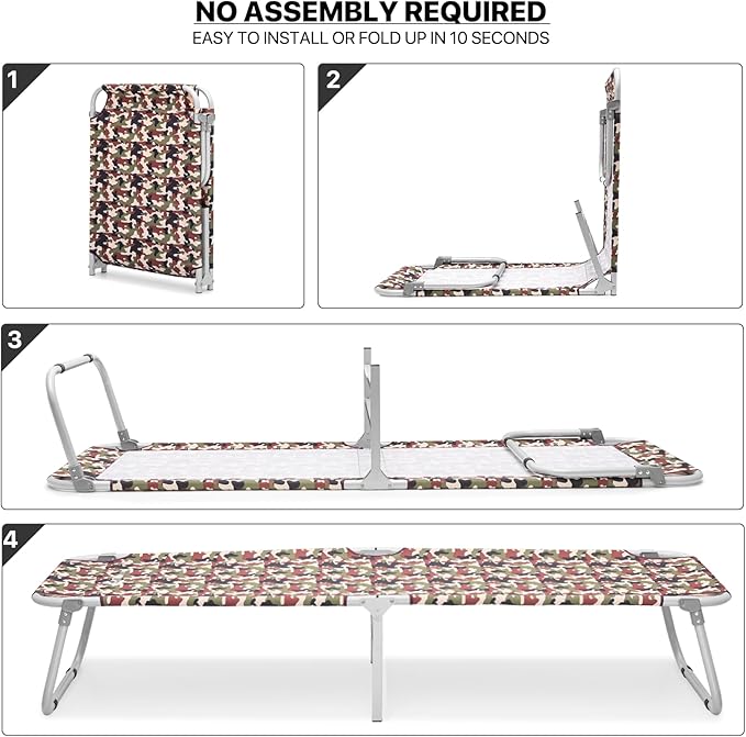 MoNiBloom Lightweight Folding Camping Cot Bed, Ultralight Folding Portable Compact Cots for Outdoor Travel Base Camp Hiking Mountaineering Lightweight Backpacking, Weight Capacity 195 lbs, Blue