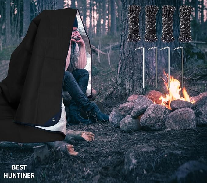 Heavy Duty Survival Blanket -Multifunctional Reflective Tarp Thermal Blanket - 60" x 83" Waterproof Sandproof for Camping Hiking Outdoors Multifunctional Emergency Blanket