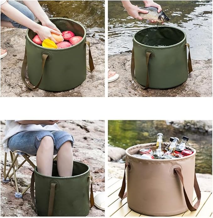 Multifunctional Portable Folding Bucket Collapsible Bucket with Handle Lightweight Folding Container Wash Basin for Camping Traveling Fishing Foot Soaking Gardening 2.6 Gallon (10L)
