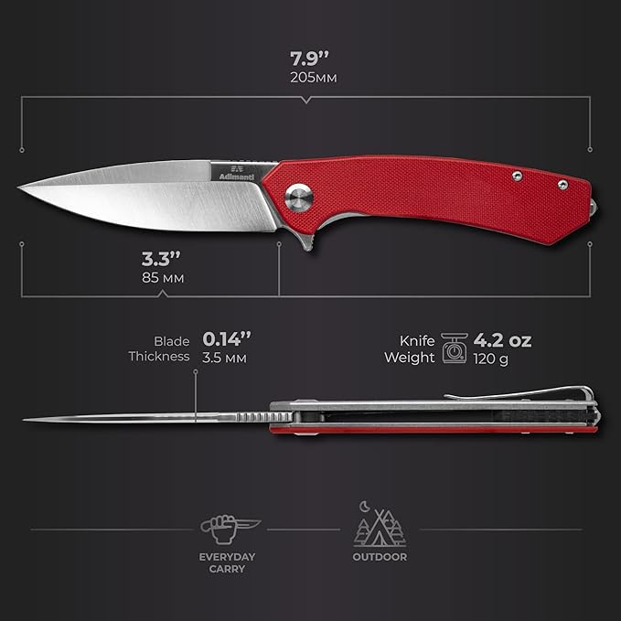 Firebird GANZO Adimanti Skimen Pocket Folding Knife G10 Handle with Clip and Glass Breaker D2 Steel Blade Hunting Fishing Camping Outdoor EDC Knife (Red)