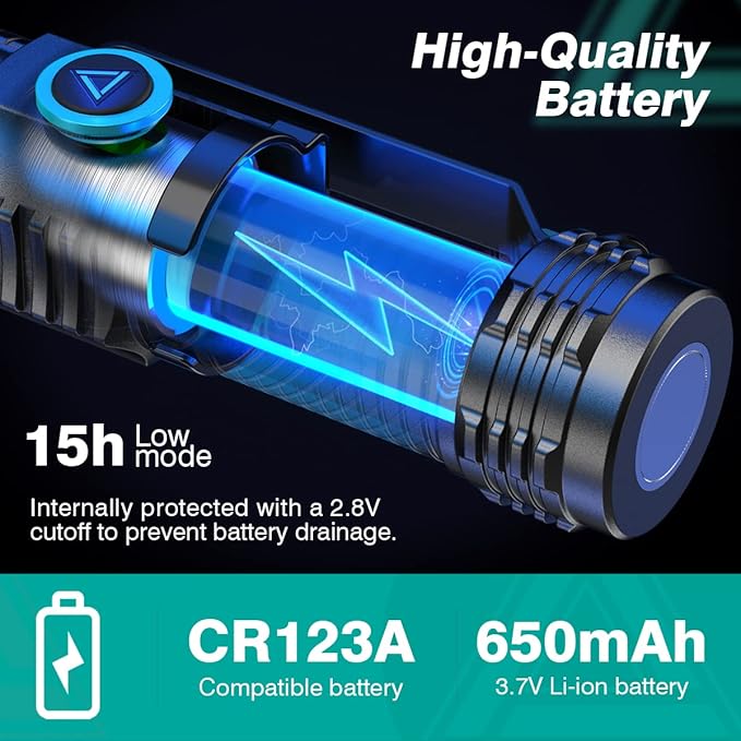 Mini Flashlight USB-C Rechargeable Magnetic Keychain Clip Lanyard EDC Flashlights, Pocket Flashlight High Lumens 1200, Bright Compact Small Flash Light LED Torch for Camping, Dog Walking